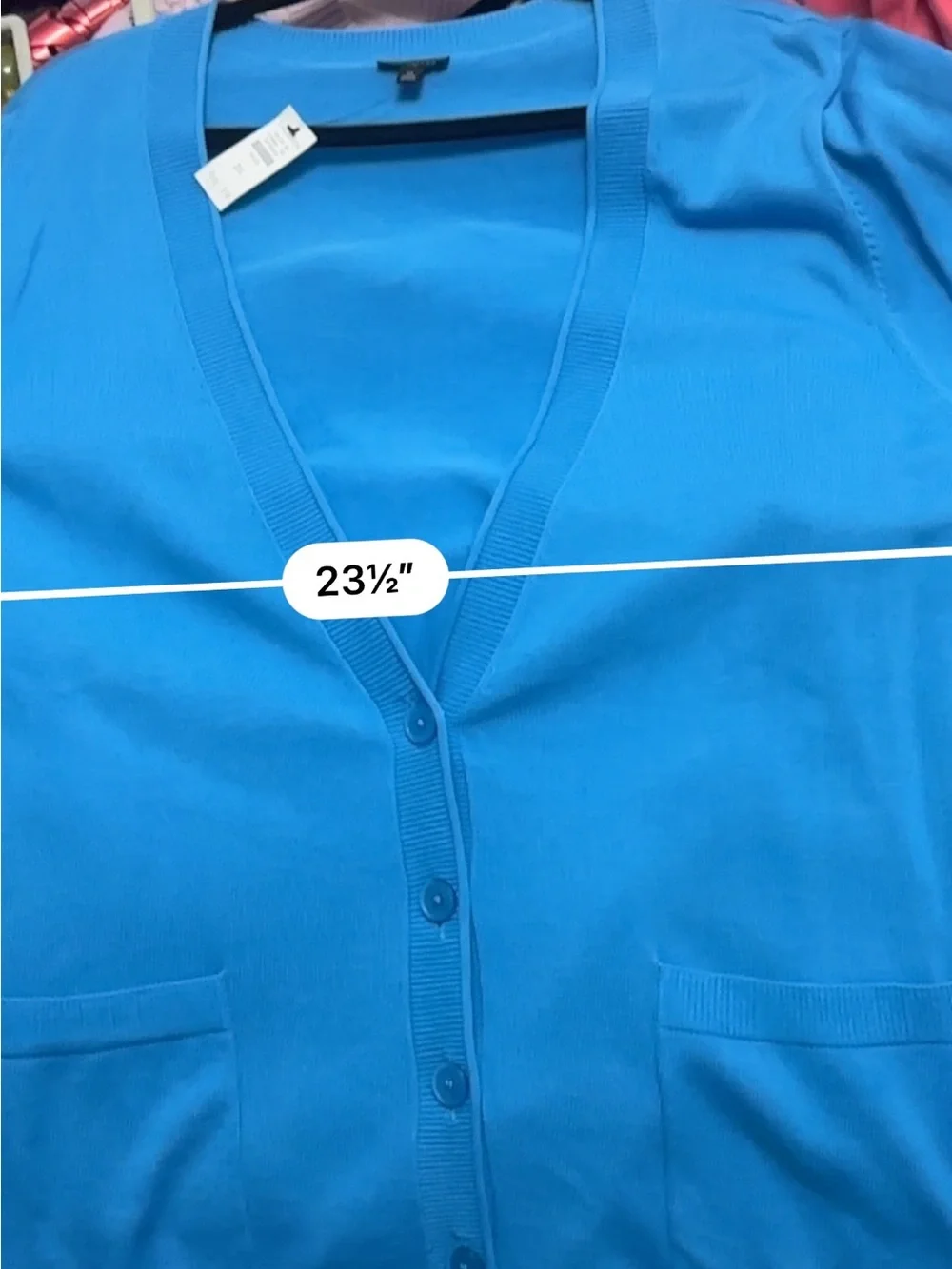 Talbots Bright Blue V-Neck Button Cardigan